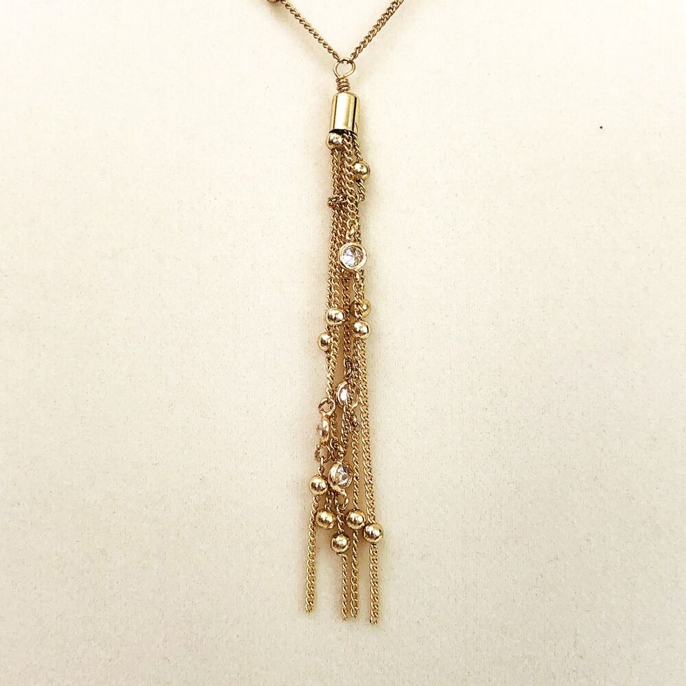 Ettika X Rachel Zoe Chloe Tassel Necklace Yellow Gold Layered Lariat Collar - Picture 6 of 10